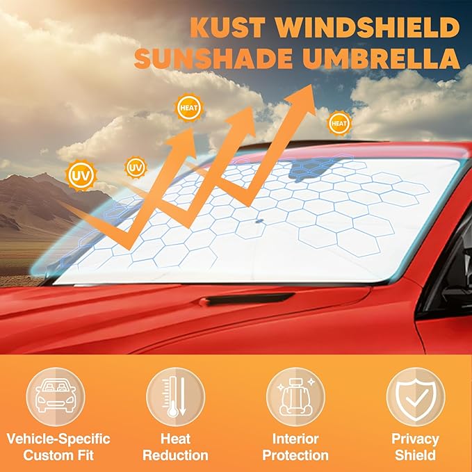 KUST Windshield Sun Shade Umbrella for 2020-2026 Toyota Corolla (Saloon) | Foldable Sunshade with Bendable Handle | Blocks Heat & UV Scratch Resistant Keep Cool