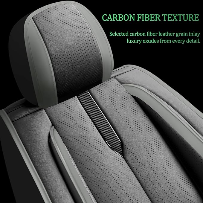 Fit Ioniq Car Seat Covers for Hyundai Ioniq 2017-2024 2025 2026 -Upgraded Premium Waterproof & Breathable Leather,Airbag Compatible,All-Weather Seat Cushion Protector,2 Front/Black-Grey