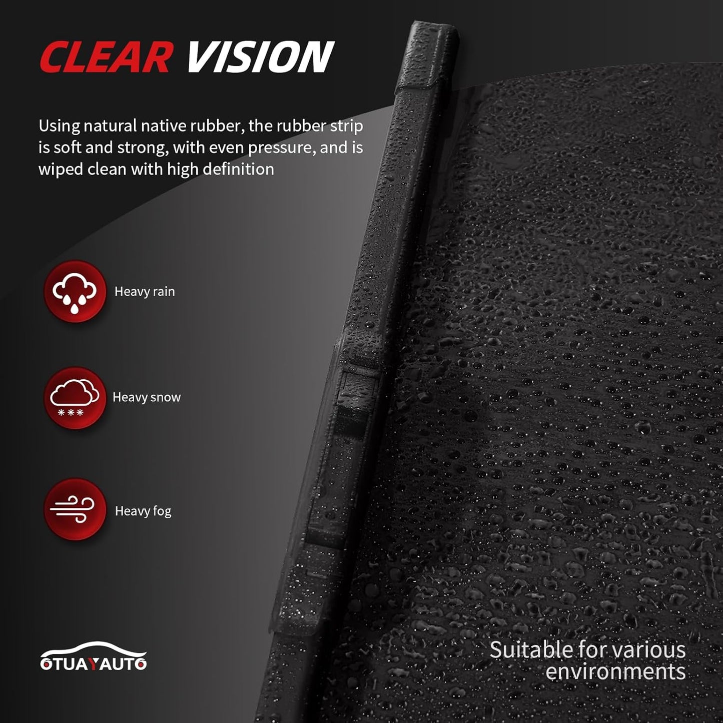 OTUAYAUTO Premium Windshield Wiper Blades - Replacement for Subaru Impreza 17-22, Crosstrek 18-22, All-Weather Performance, Front and Rear Wiper Blades, Top Lock - 26"+16"+12" (Pack of 3)