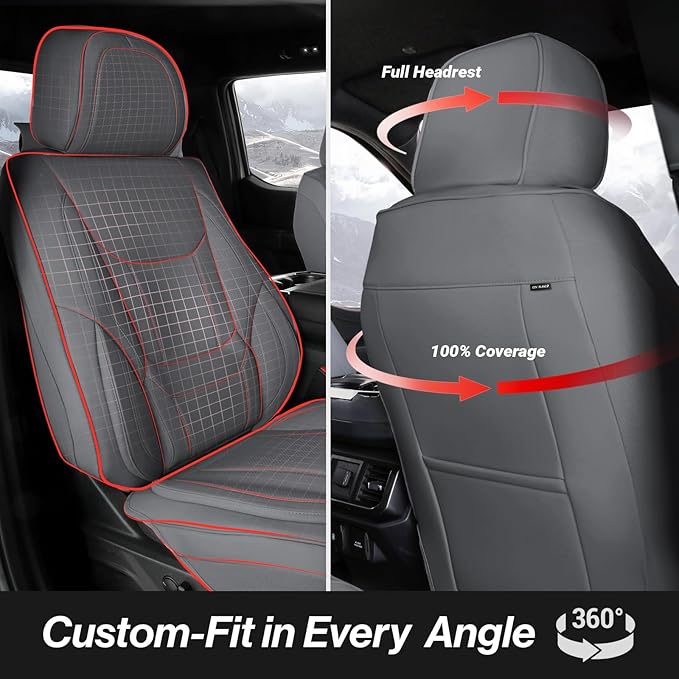 Coverland Custom Fit Car Seat Covers for Car Compatible with [2006-2015 Mazda Miata MX-5] Premium Leather Non-Slip Memory Foam Waterproof Seat Cover Interior Protector [Front Dark Gray- Chart A26]