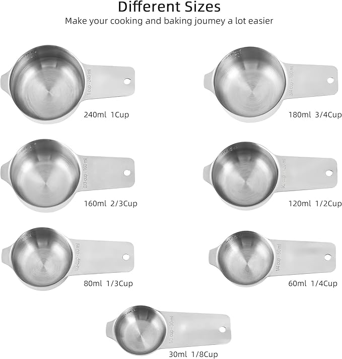 Measuring Cups and Spoons Set 17, 18/8 Stainless Steel Measuring Cup and Spoons Set for Dry & Liquid, Metric & US Metal Measuring Tools &Leveler &Equivalents for Baking & Kitchen