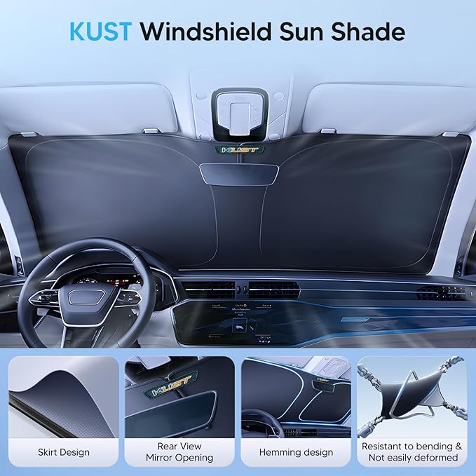 KUST Windshield Sun Shade for 2014-2018 2019 2020 Audi A3 Accessories Window Sunshade Sun Visor Protector Foldable Block UV Rays