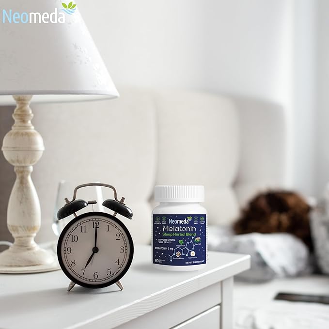 Melatonin Sleep Herbal Blend - Natural Sleep Aid for Adults with 5mg Melatonin & Sleep-Promoting Herbs - Drug-Free, Non-Habit Forming Sleep Supplement, 90 Capsules, 90-Day Supply
