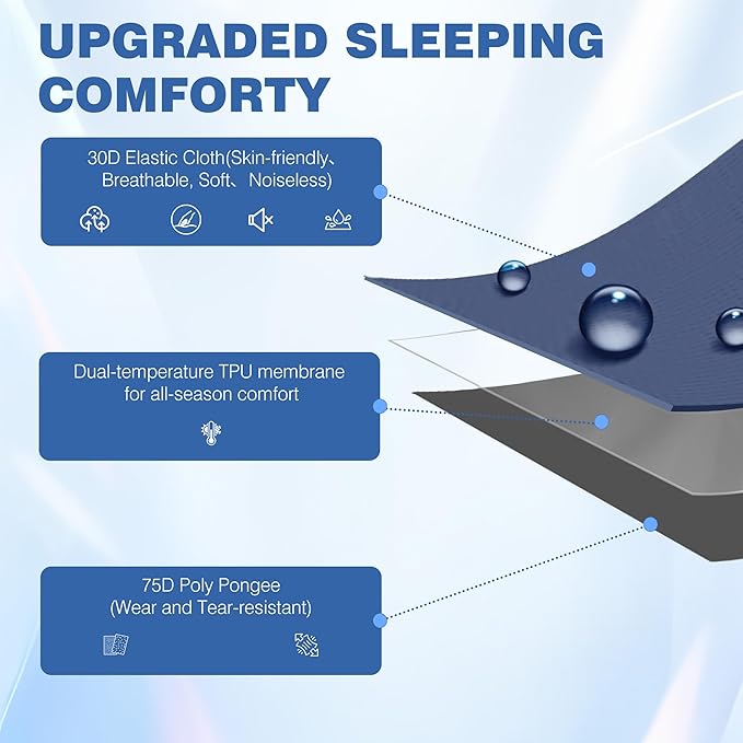 OUTSKIRT Ultralight Self Inflating Sleeping Pad, 4" Thick Camping Mattress with Pump Pack, 9.5 R-Value Insulated Sleeping Mat, Portable Camping Bed for Tent, Car, Truck or Van, 4 Season Camp Mattress