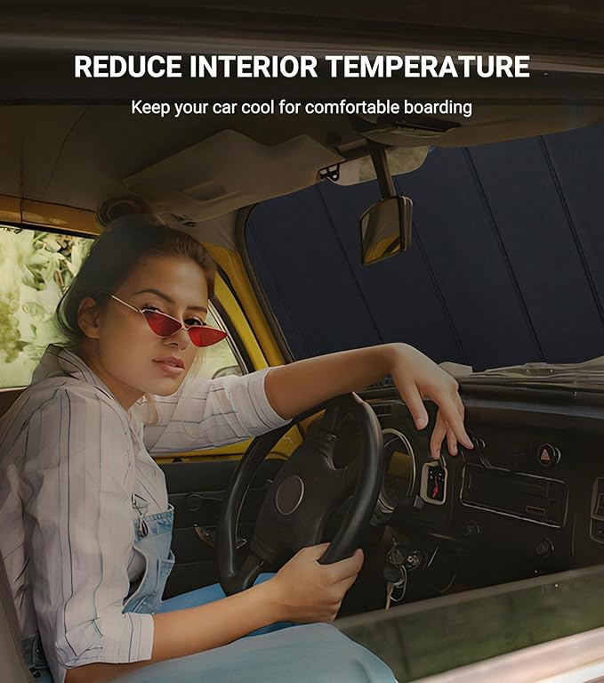 Windshield Sun Shade for Jeep Wrangler 2011-2017, Wrangler JK 2018 Window Sunshade - Metallic