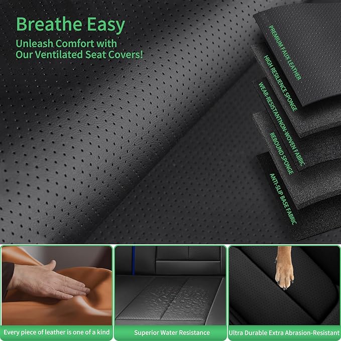 Fit Elantra Car Seat Covers for Hyundai Elantra 2017-2024 2025 2026 -Upgraded Premium Waterproof & Breathable Leather,Airbag Compatible,All-Weather Seat Cushion Protector,2 Front/Black-Blue