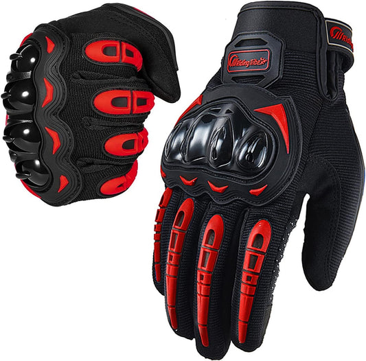 Motorcycle Gloves for Men and Women Full Finger Touchscreen Mountain Dirt Bike Gloves for Powersports BMX ATV MTB Driving Motocross Cycling Gloves(XL, Red)