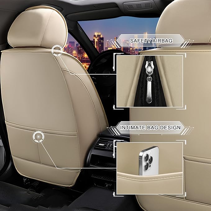 CTDS Car Seat Covers for Toyota RAV4 2000-2026, Stylish Sport Seat Cover, Premium Nappa Leather Car Seat Cover. Automobile Seat Covers Sets.(Luxury 5 Seats/Beige)