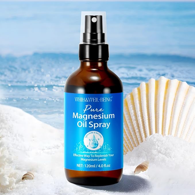 Magnesium Spray, Pure Magnesium Oil Spray Organic Natural in Glass Bottle, Easy to Absorb and Use 120ml