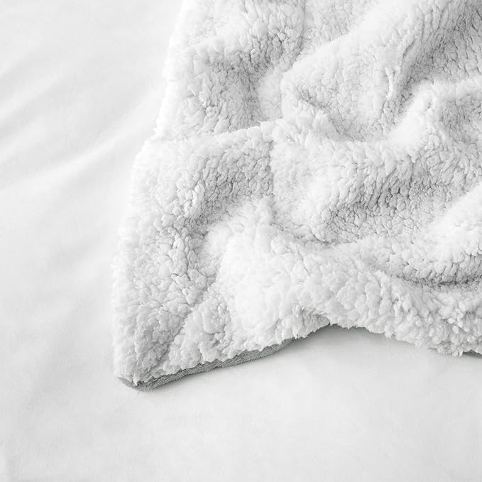 IR Imperial Rooms Silver Sherpa Fleece Throw Blanket for Bed - Wholesale Bulk Pack of 16 Sherpa Blankets - Soft Fluffy Throw Blankets for Hotels, Guest Bedroom, 50x60 Inches