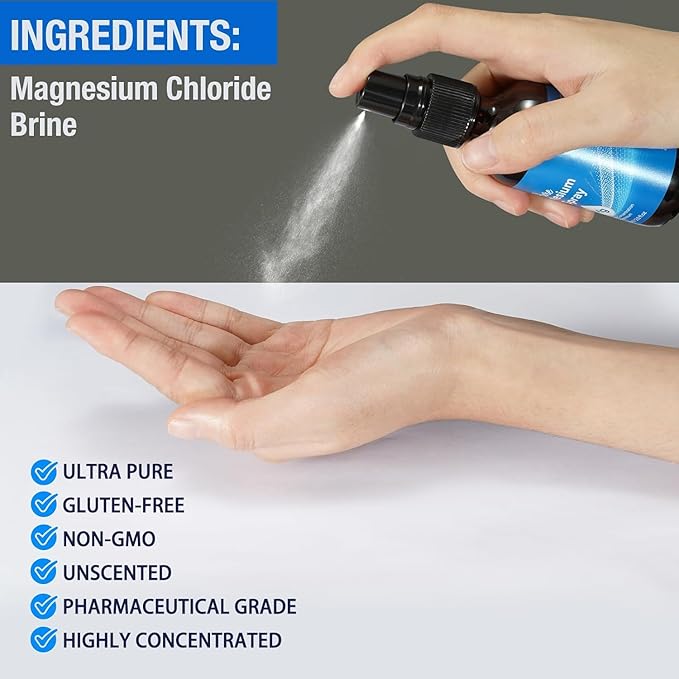 Magnesium Oil for Feet, Magnesium Spray, 100% Pure & Organic Natural Magnesium Oil Spray Glass Bottle, Easy to Absorb & Use, Magnesium Oil Spray for Feet,1pcs