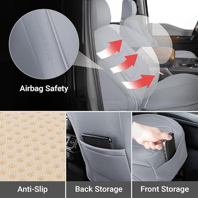 Coverland Custom Fit Car Seat Covers for Car Compatible with [7-Series, M5, Genesis, MazdaSpeed3, Outback] Premium Waterproof Non-Slip Interior Seat Protector [Front Gray- Size Chart A23]