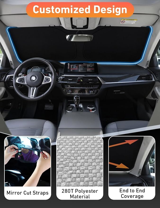 EcoNour Windshield Sunshade Compatible for Toyota RAV4 2006-2010 2011 2012, Sun Visor for Front Windshield & Window Sun Shade Cover, UV Heat Blocker & Protector, Car Accessories