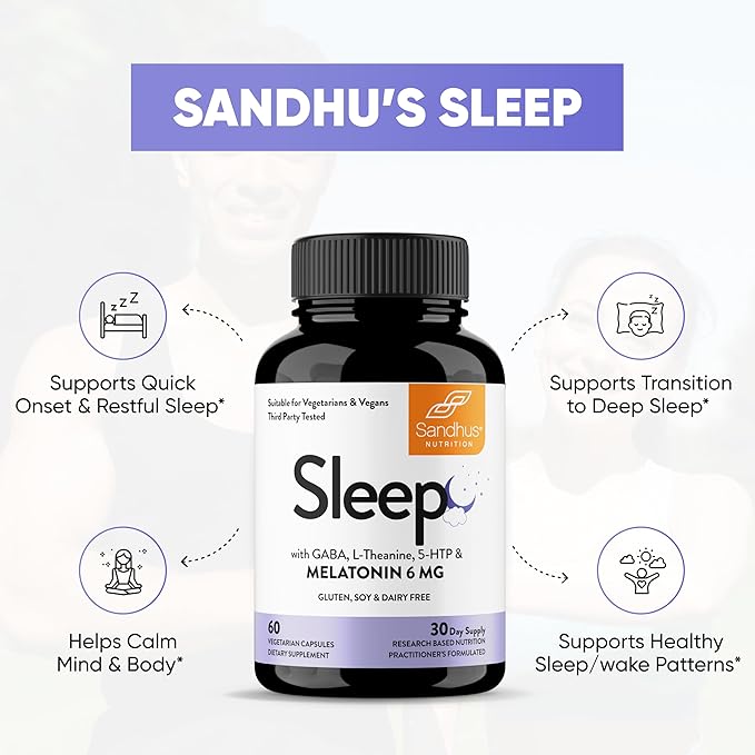 Sandhu's Magnesium Glycinate Lysinate Easy to Swallow 120 Capsules & Sleep 60 Capsules –Non-Habit Forming 5-in-1 Sleep Aid Supplement| Supports Restful Sleep, Muscle & Heart Health | Made in USA