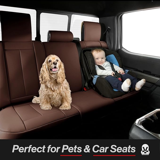Coverland Custom Fit Car Seat Covers for Car Compatible with [Camry, Accord, Taurus, Malibu, Altima, Impala] Premium Waterproof Non-Slip Interior Seat Protector [Full Set Dark Brown- Size Chart X53]