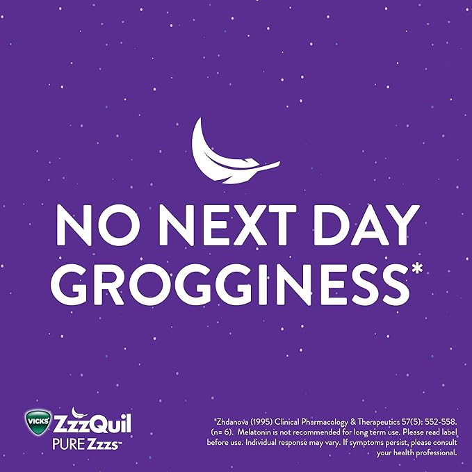 ZzzQuil Pure Zzzs, Melatonin Sleep Aid Gummies with Lavender, Valerian Root and Chamomile, Natural Wildberry Vanilla Flavor, Non-Habit Forming, Drug-Free, 24 Gummies (Pack of 4)