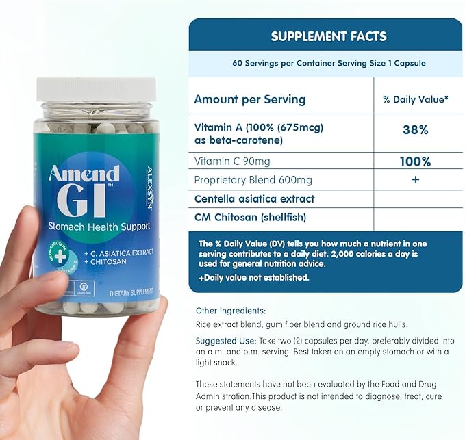 Amend GI + Livello Sleep Bundle - Digestive and Natural Sleep Support with C. Asiatica, Chitosan, 5-HTP, and Melatonin, 60 Yummy Wild Berry Gummies + 60 Capsules