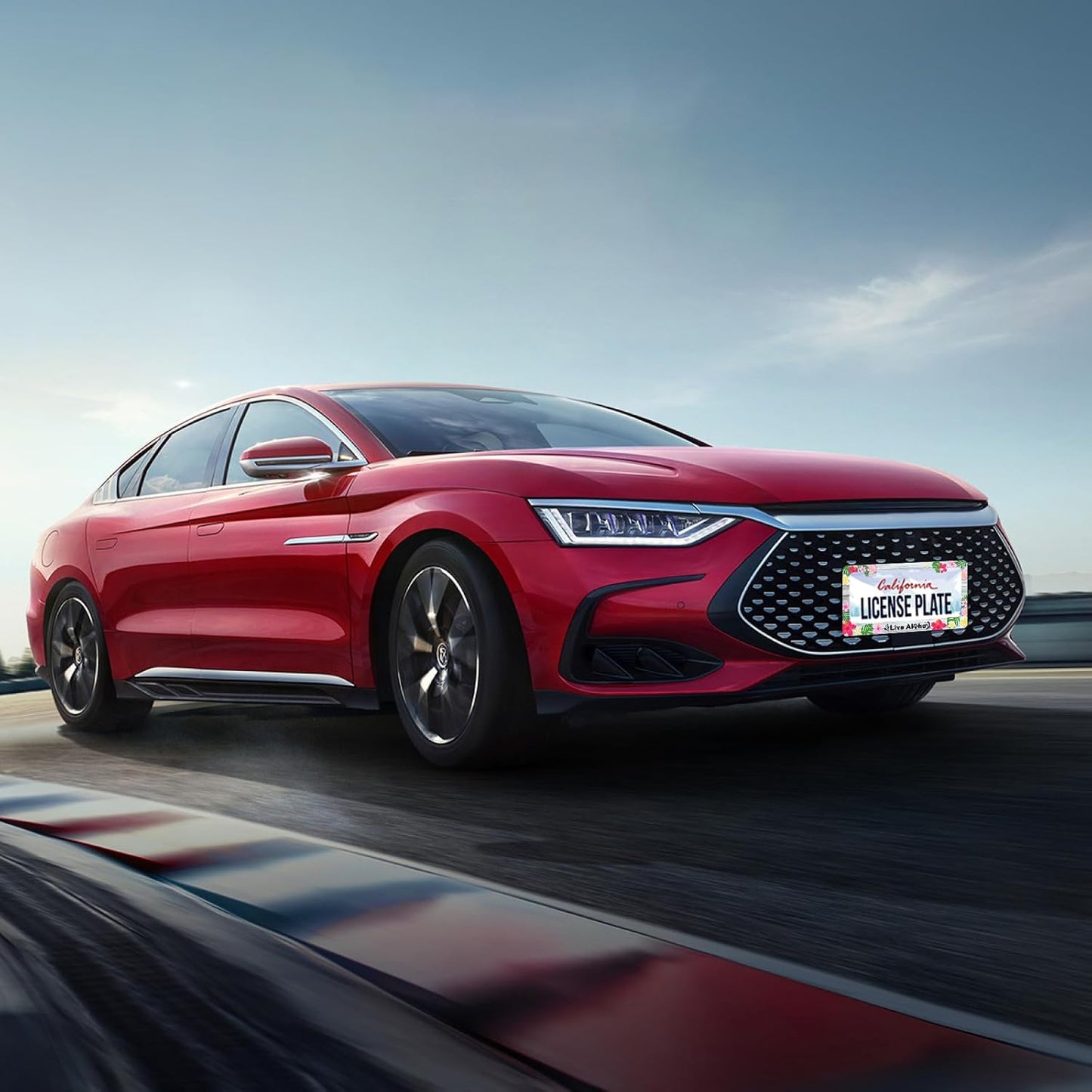 Aloha License Plate Frame Beautiful Hibiscus Flower License Plate Stainless Steel Funny License Plate Holder Hawaii Car Accessories Decoration with Screws Fits Standard Vehicles Size 12.3" x 6.3"