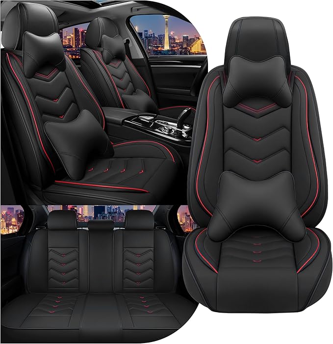 CTDS Car Seat Covers for Nissan Sentra 2000-2026, Stylish Sport Seat Cover, Premium Nappa Leather Car Seat Cover. Automobile Seat Covers Sets.(Luxury 5 Seats/Black)