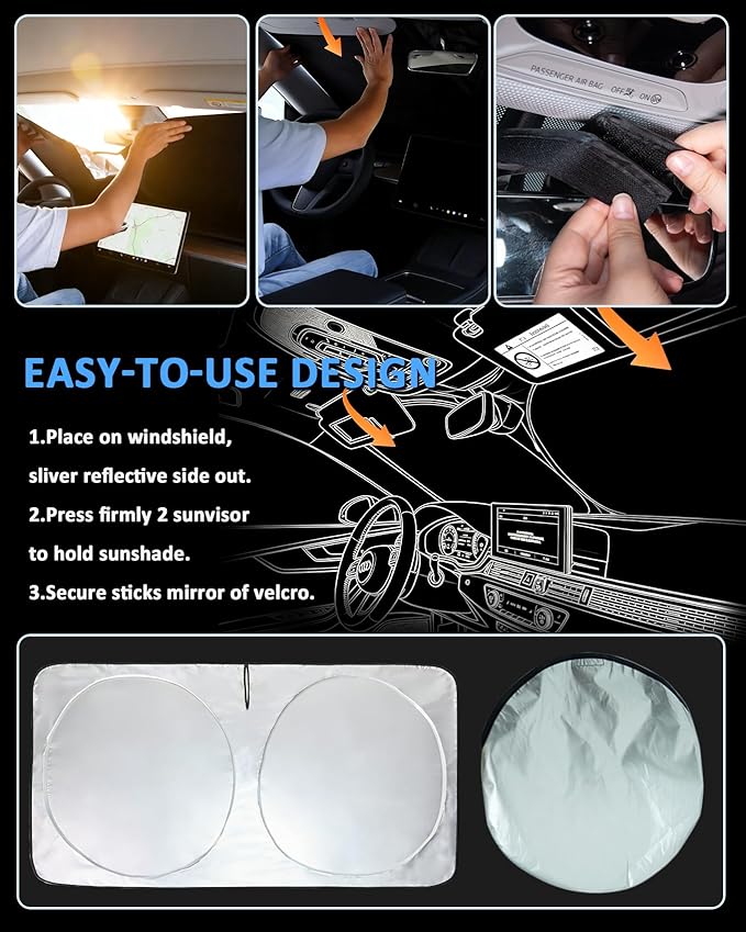 Sunshade for Ford Super Duty F250 F350 F450 F550 Windshield Sun Shade for 2010-2024 2025 2026 Ford F-250 F-350 F-450 F-550 2Door 4Door Pickup Accessories Front Window Shield Cover Visor Protector