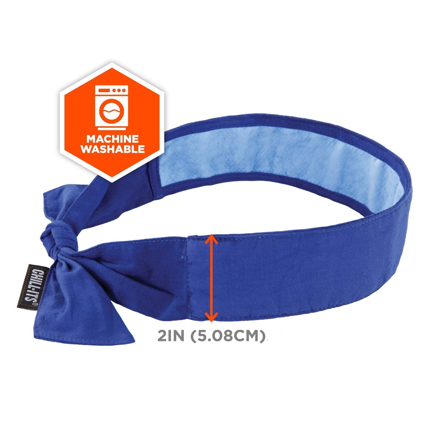 Ergodyne Chill Its Cooling Bandana, Lined with Evaporative PVA Material for Fast Cooling Relief, Tie for Adjustable Fit, Blue, 2-Pack