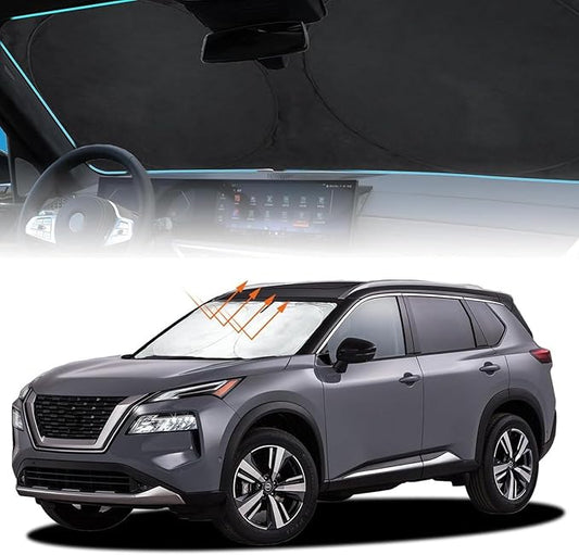 INSAUTO for Rogue Windshield Sun Shade Sunshade Foldable for Nissan Rogue 2014-2020 Windshield Cover Sun Visor Custom Fit for 2021-2023 Nissan Rogue 3rd Gen Accessories Blocks UV Rays Protector