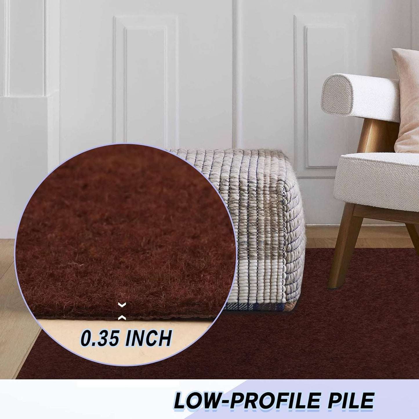 Custom Size Backed Non-Slip Area Rugs Runner, Easy Clean, Waterproof Runner Rugs for Hallway Entryway, Kitchen, Laundry, 3FT x 32FT, Brown