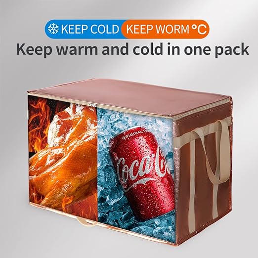 Bodaon 2-Pack Insulated Pizza Delivery Bags, XXX-Large Commercial Food Delivery Insulation Bag for Hot/Cold Food, Large Capacity Reusable Warming Bag, Gold