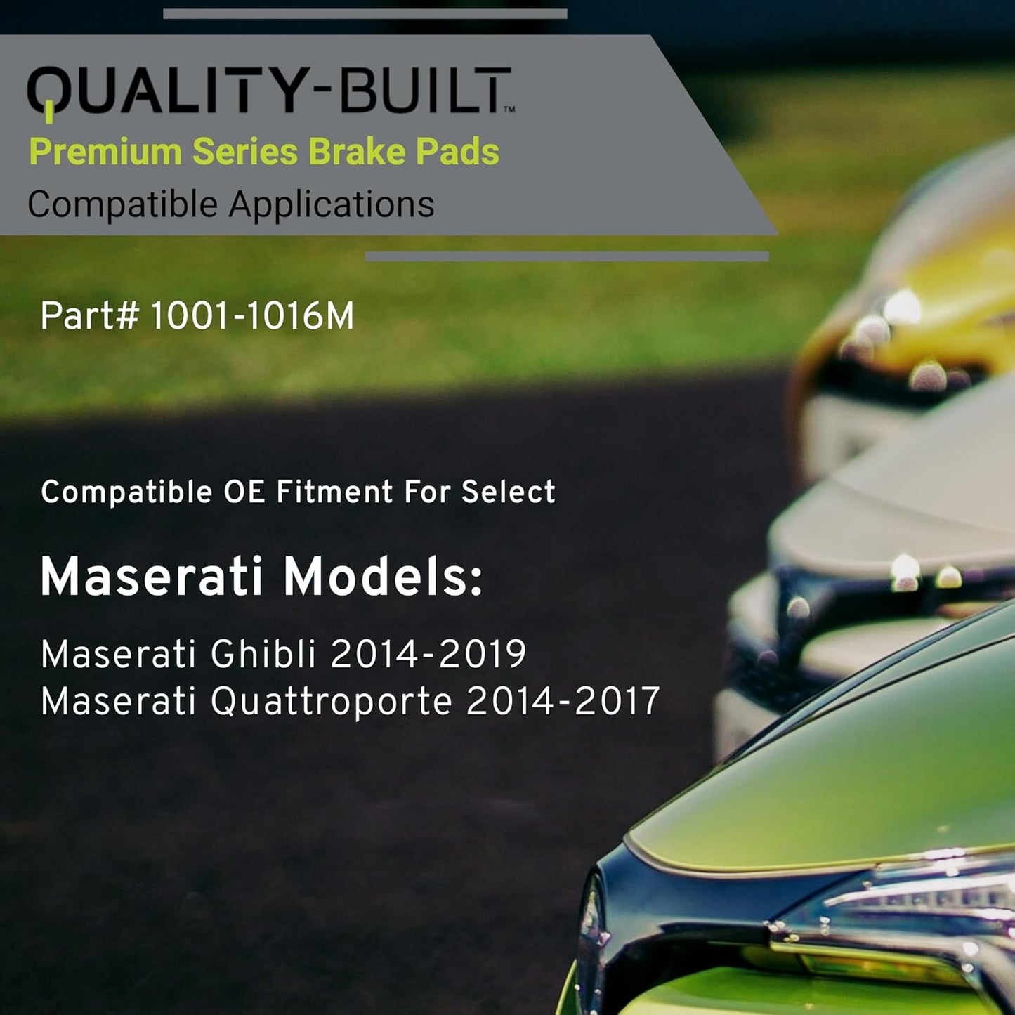 Premium Semi-Metallic Front Brake Pads (1001-1016M) Compatible with Maserati Ghibli 2014-2019, Maserati Quattroporte 2014-2017
