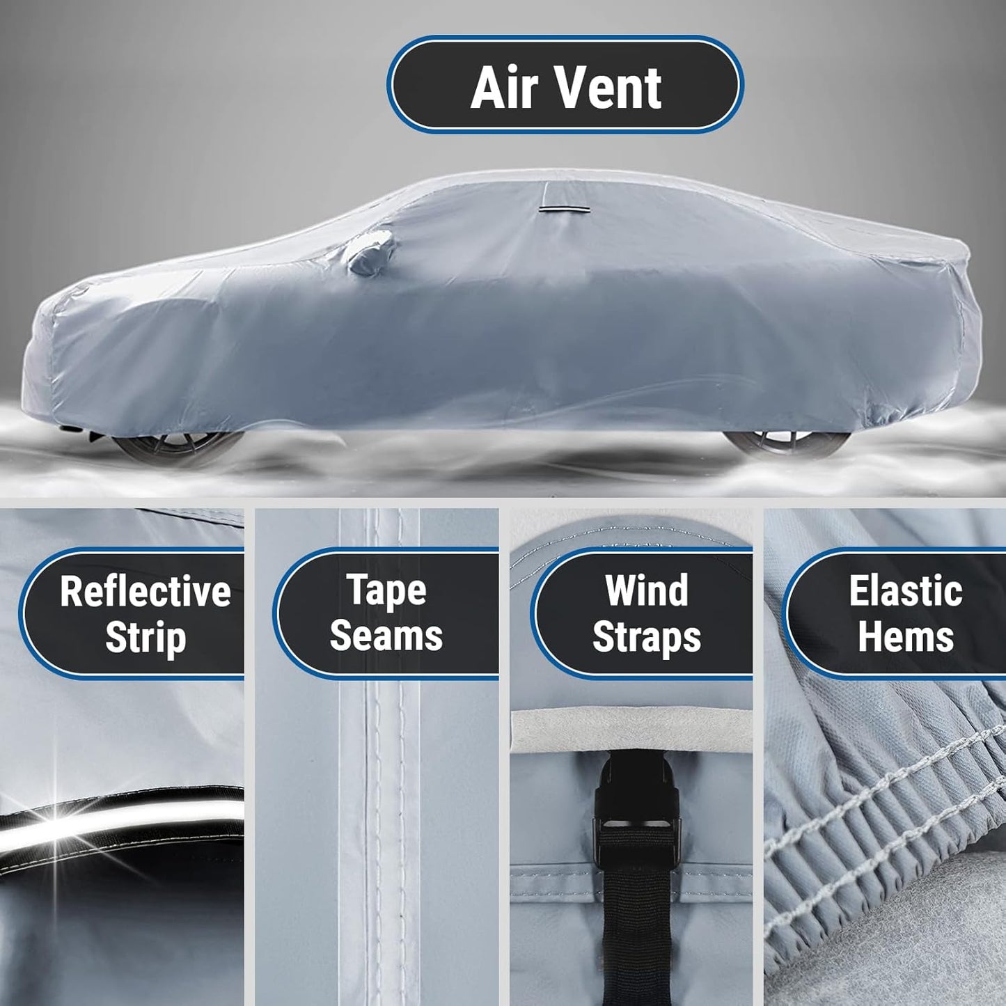iCarCover Custom Car Cover for Chevy Sonic Sedan (2012-2020) Waterproof All Weather Rain Snow UV Sun Protector Full Exterior Indoor Outdoor Car Cover (Stripe - Gray/Black)