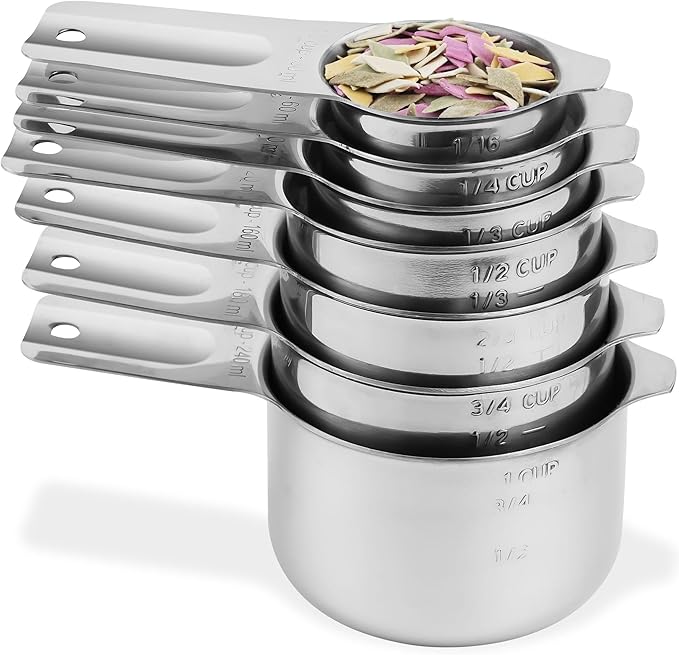 Measuring Cups and Spoons Set 17, 18/8 Stainless Steel Measuring Cup and Spoons Set for Dry & Liquid, Metric & US Metal Measuring Tools &Leveler &Equivalents for Baking & Kitchen