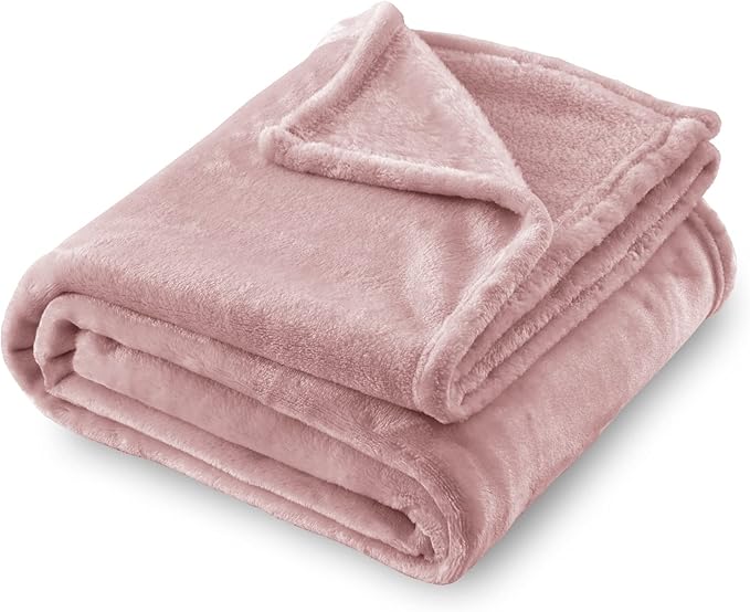 SOCHOW Flannel Fleece Blanket King Size, All Season Lightweight Super Soft Cozy Blanket for Bed or Couch, Dusty Pink, 90x108 inches