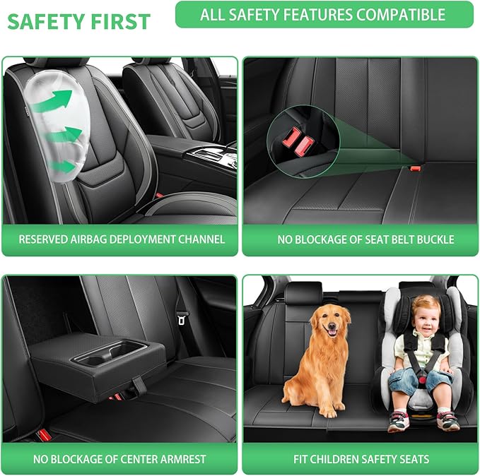 Fit 4Runner Car Seat Covers (5 Seats) for Select Toyota 4Runner 2003-2024 2025 2026 - Full Coverage Leather,Airbag Compatible, Waterproof & All Weather Seat Cushion Protector,Full Black-Grey