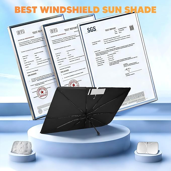 KUST Custom Fit Windshield Sun Shade Umbrella for Chevrolet Chevy Equinox 2025-2026 | Foldable Sunshade with Bendable Handle | Blocks Heat & UV Scratch Resistant Keep Cool Sunshield