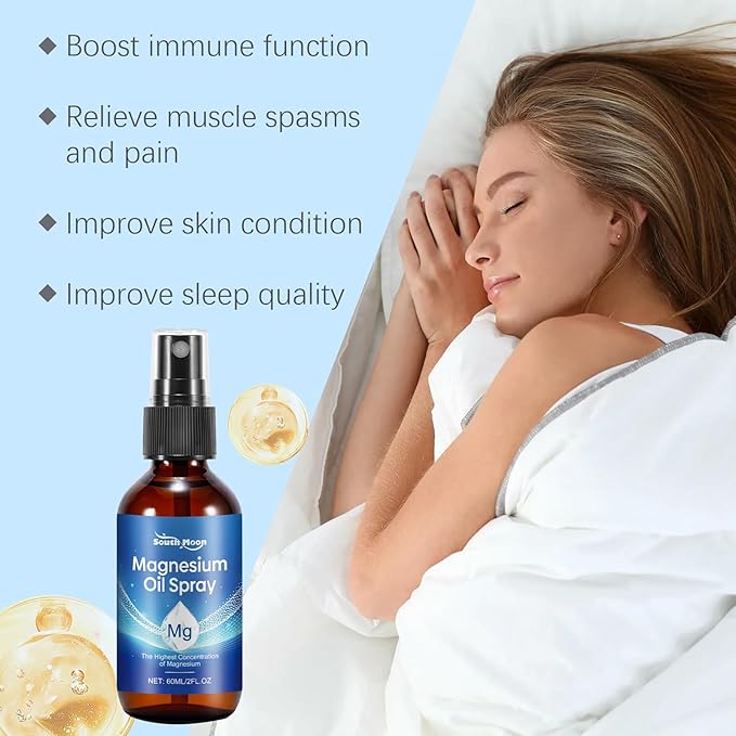 Natural Magnesium Oil Spray, Easy to Absorb and use, 2 Packs of Foot Magnesium Oil Spray