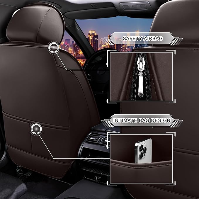 CTDS Car Seat Covers for Toyota RAV4 2000-2026, Stylish Sport Seat Cover, Premium Nappa Leather Car Seat Cover. Automobile Seat Covers Sets.(Standard 2 Seats/Coffee Color)