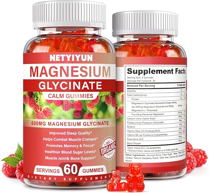 Magnesium Glycinate Gummies 600mg, High Absorption Magnesium Supplement for Adults,Include 200mg Magnesium L-Threonate, Magnesium Support Sleep Quality, Relaxation, Stress Relief Pack of 1