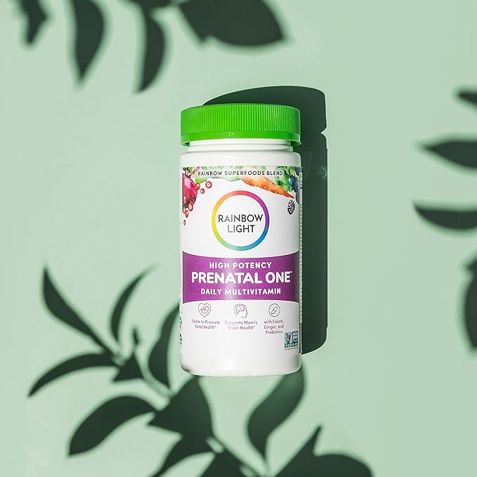 Rainbow Light Prenatal One High Potency Daily Multivitamin with Folate, Ginger and Probiotics; Supports Mom and Baby from Conception to Nursing; Vegan, 150 Tablets,* Pack May Vary