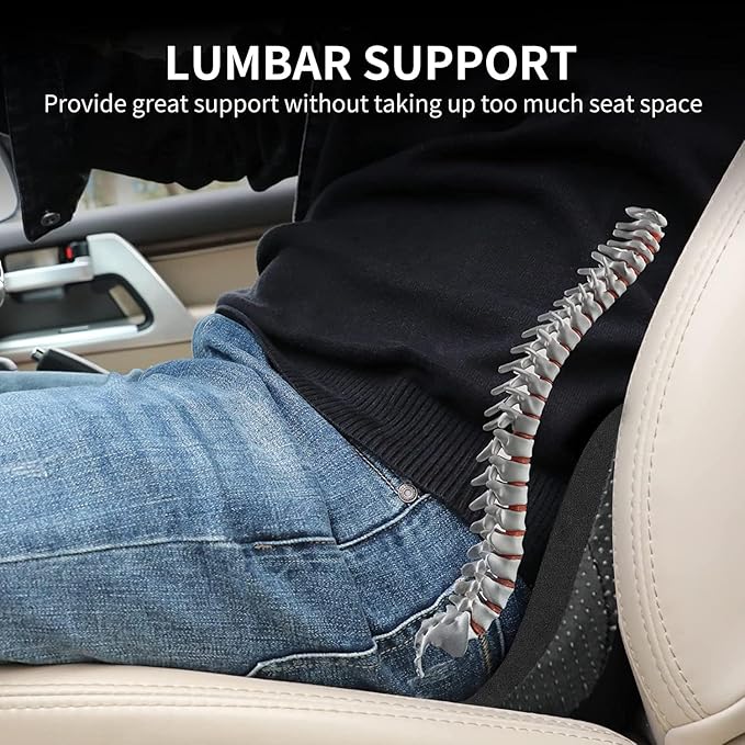 Car Seat Cushion - Memory Foam Car Seat Pad - Sciatica & Lower Back Pain Relief - Car Seat Cushions for Driving - Road Trip Essentials for Drivers(Classic Black)