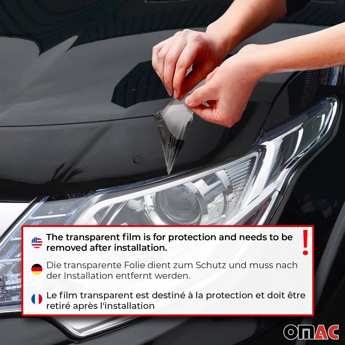 OMAC Front Bug Shield Hood Deflector for Mercedes Metris 2016-2024 Acrylic Smoke