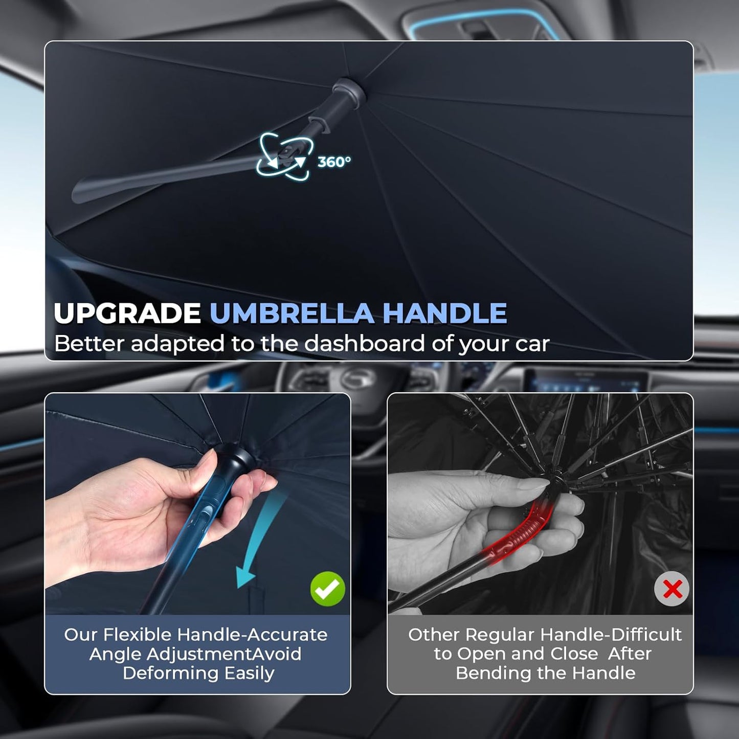 Windshield Sun Shade Umbrella: Custom Fit for 2020-2024 Audi Q7 Premium, Premium Plus, Prestige, TFSI, SQ7 (Type 4M, Facelift) - Foldable Front Window Sunshade, UV & Heat Protection, Keeps Car Cool