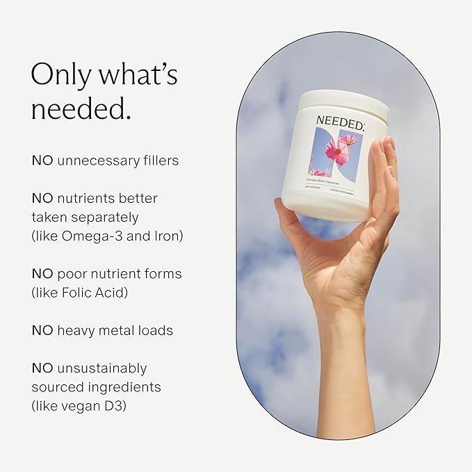Needed. Multivitamin for Prenatal | Prenatal Multi Essentials Capsule- Pregnancy, Breastfeeding, Postpartum | Expertly-Formulated & Third-Party Tested, | 30-Day Supply