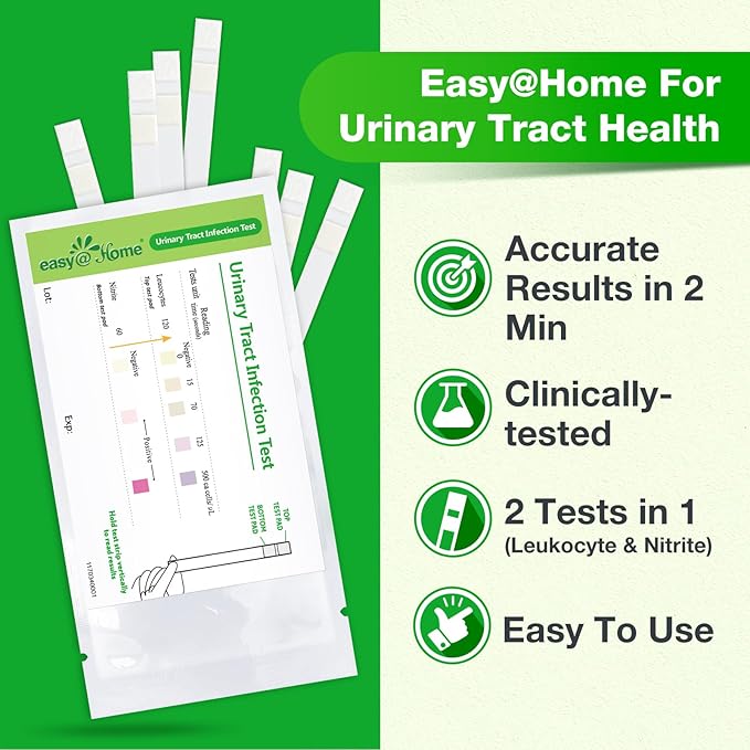 Easy@Home 20 Individual Pouches Urinary Tract Infection FSA Eligible Test Strips (UTI Test Strips) Monitor Bladder or Urinary Tract Issues by Testing Urine, 20 Tests/Box-FDA Cleared (UTI-20P)