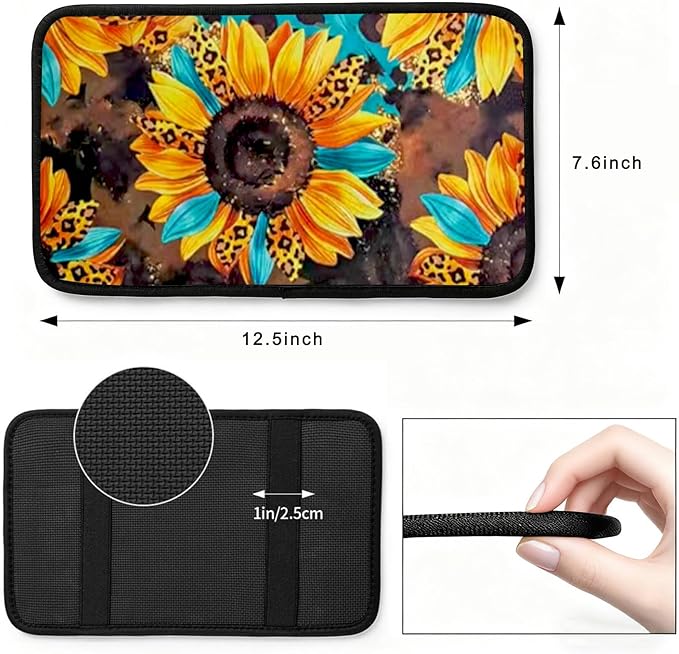Southwestern Ethnic Vehicle Center Console Armrest Cover Pad,Western American Car Accessories Middle Console Cushion Pad,Auto Arm Rest Mat Aztec Gifts for Women Men Dad for Most Vehicle SUV Truck