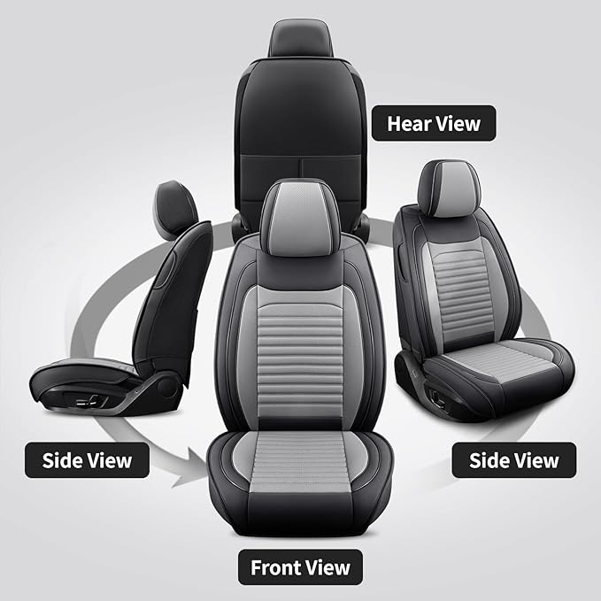 Front Seat Covers Fit for Toyota Corolla Cross 2021-2025,2026, Car Seat Covers Front Seats, Breathable Faux Leather Automotive Seat Covers Front Pair Anti-Slip Seat Cover(Black&Gray, Front)