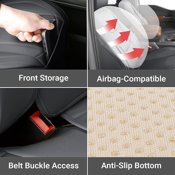 Coverland Custom Fit Car Seat Covers for Car Compatible with [2006-2020 Ford Fusion, 2016-2026 Toyota Prius] Premium Waterproof Non-Slip Interior Seat Protector [Full Set Dark Gray - Size Chart X68]