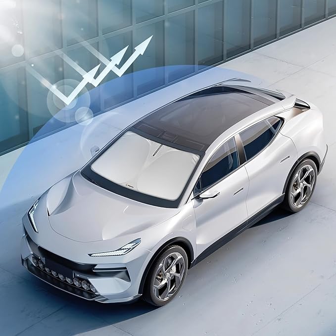 Windshield Sunshade for BMW X3 2018 2019 2020 2021 2022 2023 2024 2025 2026 – Upgraded Double-Layer Design, Mirror Cut-Out, Blocks 99% UV Rays, Thick & Durable, Easy-Fold BMW X3 Windshield Sun Shade