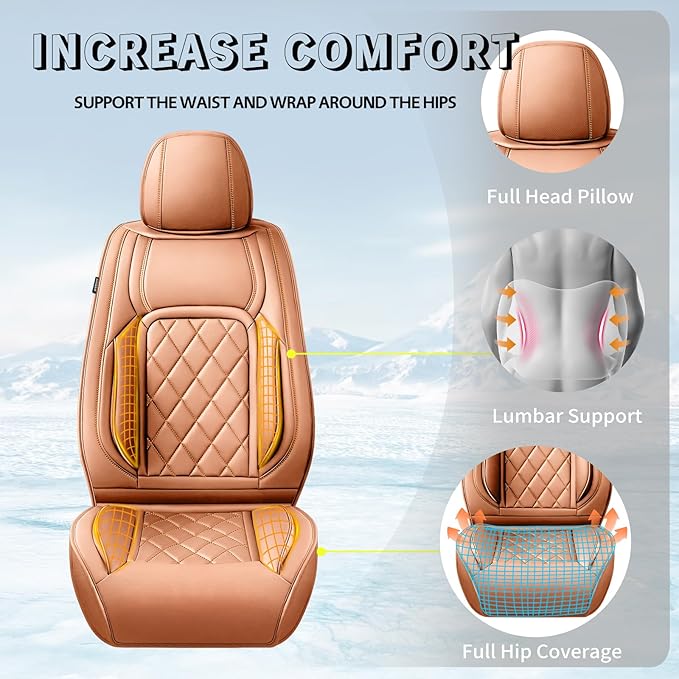Fit HRV Car Seat Covers Compatible with Honda HRV 2016-2025 2026, Premium Leather Breathable, Wear Resistant, Airbag Compatible, All-Weather Protection & Full Coverage, Full Set Brown