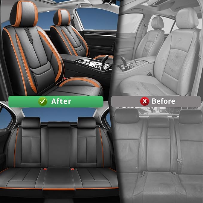 Fit Venza Car Seat Covers for Toyota Venza 2009-2024 2025 2026 -Upgraded Premium Waterproof & Breathable Leather,Airbag Compatible,All-Weather Seat Cushion Protector,Full Set,Black-Brown