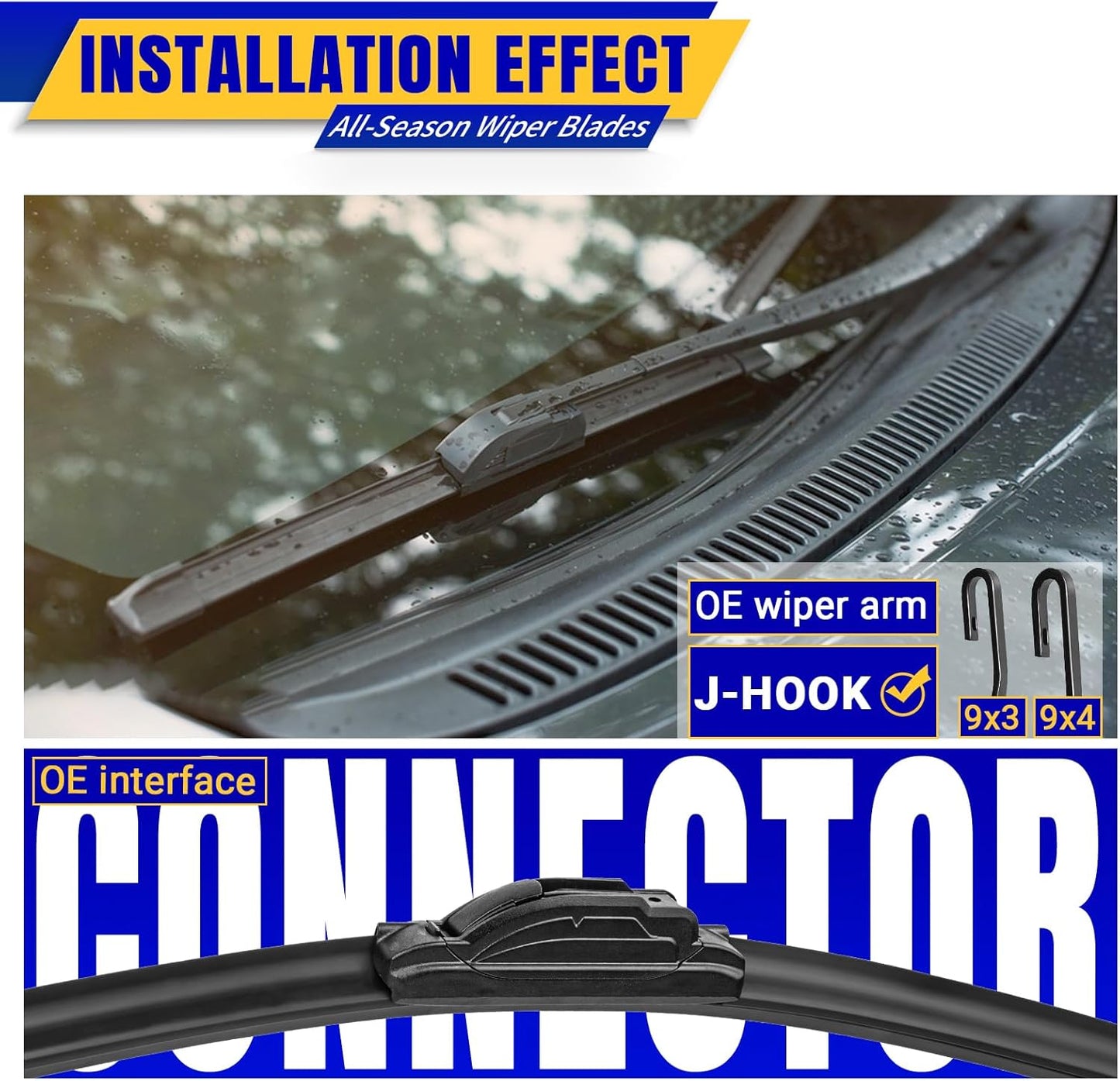 3 wipers Replacement for 2016-2021 2022 Honda Pilot, Windshield Wiper Blades Original Equipment Replacement - 26"/24"/14" (Set of 3) U/J HOOK